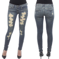 Custom Women′s Low Rise Destroyed Skinny Stretch Jeans